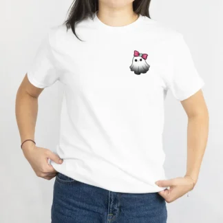 Cute Ghost Pocket Print T-Shirt